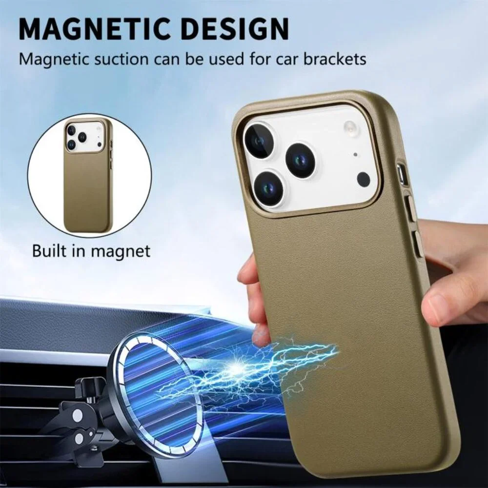 For iPhone 17 Pro Max Electroplated Metal Button MagSafe Phone Case(Green)